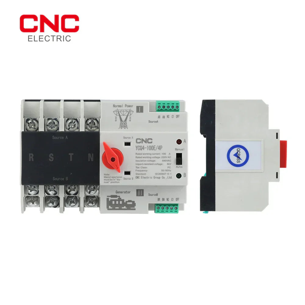 CNC YCQ4-100E  3Phase Din Rail ATS Dual Power Automatic Transfer Switch Electrical Selector Switches Uninterrupted Power 4P 100A