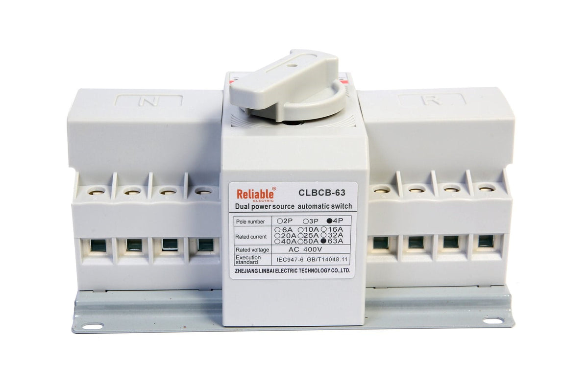 4P 63A, Breaker with Motor Type ATS of Reliable, L-N 220V 110V, Dual Power Automatic Transfer, Electrical Selector Switches Uninterrupted 63A