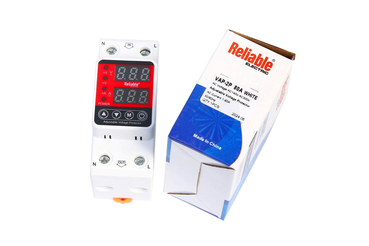 2P VA 80A, VA Control Device, Reliable Din rail, adjustable Over Under Voltage, current limit protection, Relay, VA Protector 2P